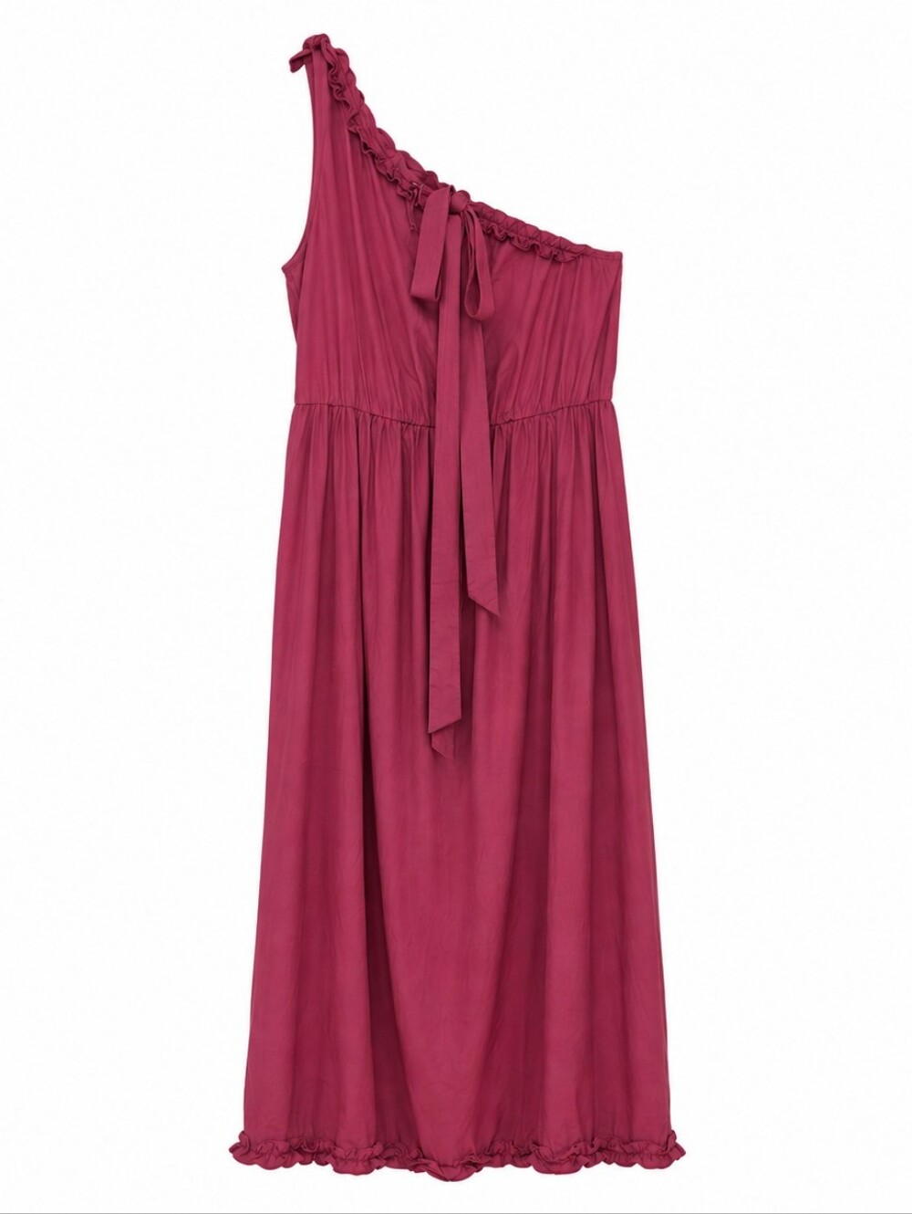 Asymmetrical 1 shoulder Pink Dress with tie belt Vacay Wedding Guest XXL
